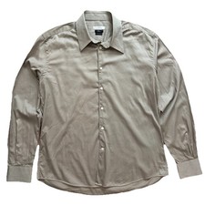 Versace Collection Trend Mens Dress Shirt 45 EU 18" Tan Long Sleeve Cotton Italy