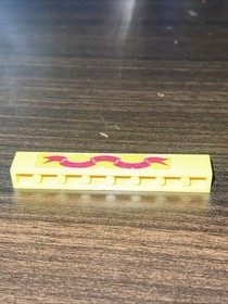 LEGO 1970s Classic Yellow Castle Brick 1 x 8 Pink Ribbon 3008pb006 For 375 6075