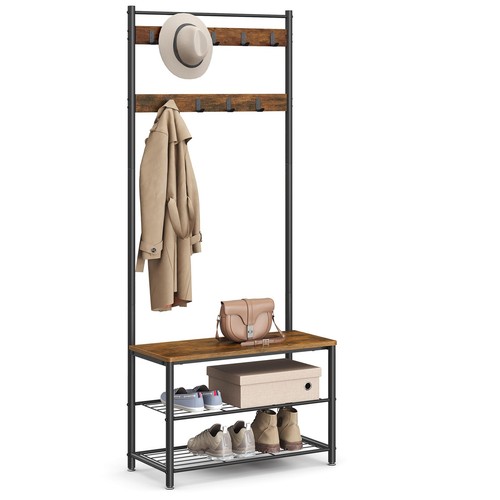 Coat Rack, Hall Tree with Shoe Storage Bench, Entryway Bench with Shoe Storag...