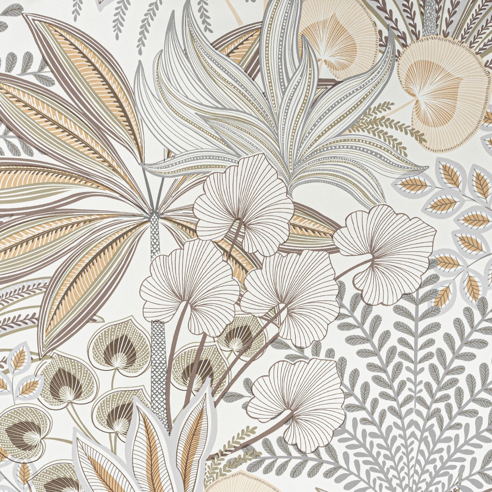 Beige Floral Tropical Wallpaper Textured Slightly Imperfect Feature Thick Vinyl