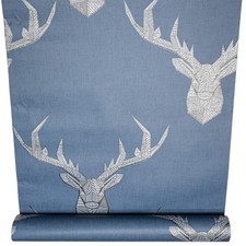 Blue Stag Geometric Wallpaper Silver Glitter Shimmer Feature Wall Bedroom Lounge