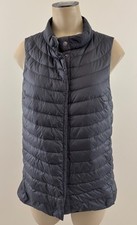 ATHLETA GOOSE DOWN PUFFER Womens XS Gray Snap Button Zipper Pocket Vest EXC