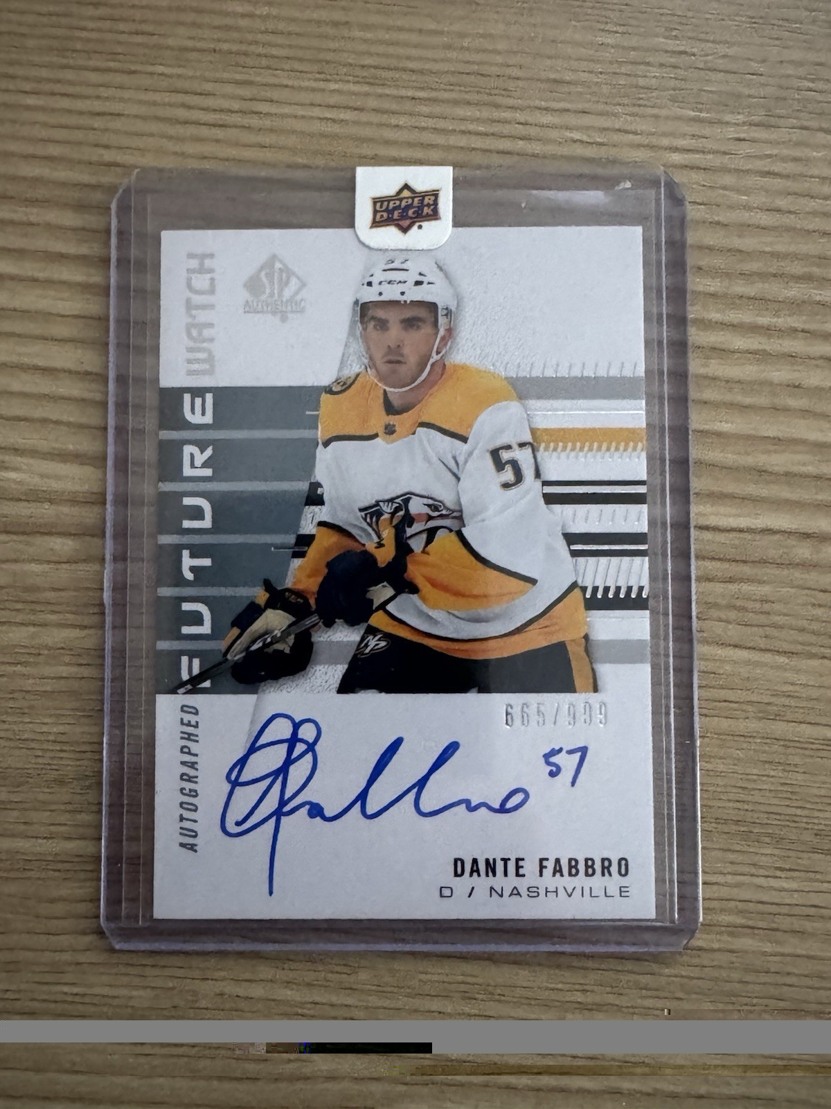2019-20 SP Authentic Future Watch Auto - Dante Fabbro /999