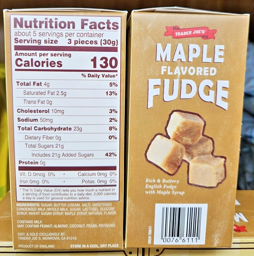 Trader Joe's Maple Flavored Fudge 5.29oz 150g (2 Boxes)