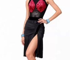 Latin salsa tango rumba Cha cha Square Ballroom Dance Dress#G797 Skirt Black