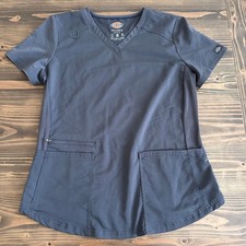 Dickies Balance Scrub Top Womens M Gray V Neck Stretch Nurse Medical Uniform