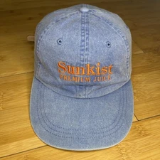 VTG Sunkist Premium Juice Blue Denim-Washed-Style Wide Brim Strapback Dad Hat