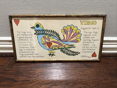margot johnson 1968 VIRGO sign print framed 16 1/2'' x 8 1/2''