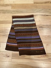 Anne Klein Green Brown Geometric 100 Silk Oblong Scarf 34  X 12.5  Mod