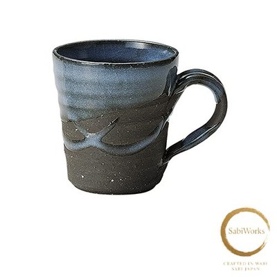 Neu Marui Seito Shigaraki Ware Hechomon Becher Tasse Azurblau Fassungsvermöge...
