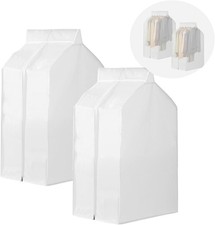 2 Pack 35 Inch Wide Garment Bags for Hanging Clothes with Zipper, Transparent