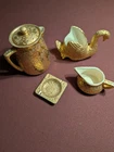Weeping Gold Style Pitcher, Swan, Creamer And Ashtray.