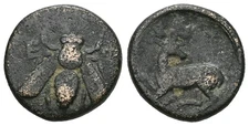 Ancient Greek Bronze AE (Bronze) - Ephesos Ionia 387-295 BC - Bee and Stag