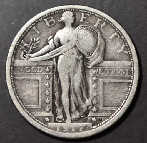 STANDING LIBERTY QUARTER  1917 P  TYPE 1  CHOICE FINE  FREE SHIPPING!