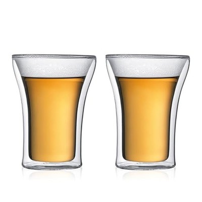 BODUM ASSAM Double-Wall Glass Tumbler, 250ml, Set of 2,Heat-Resistant 4556-10