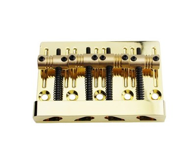 Guyker 4 String High Mass Bass Bridge with Vintage CNC Machined Brass Gold 
