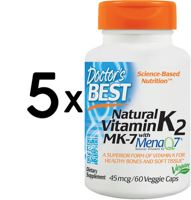 5 x Doctors Best Natural Vitamin K2 MK7 with MenaQ7, 45mcg - 60 (266,50 EUR/kg)