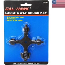 Versatile 4-Way Chuck Key for Drill Presses - Carbon Steel, Black Finish 3/8"-1"