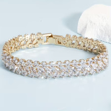 Armband  für Damen  / Funkelndem Weißen  Zirkonia , Roségold beschichtet 18 cm