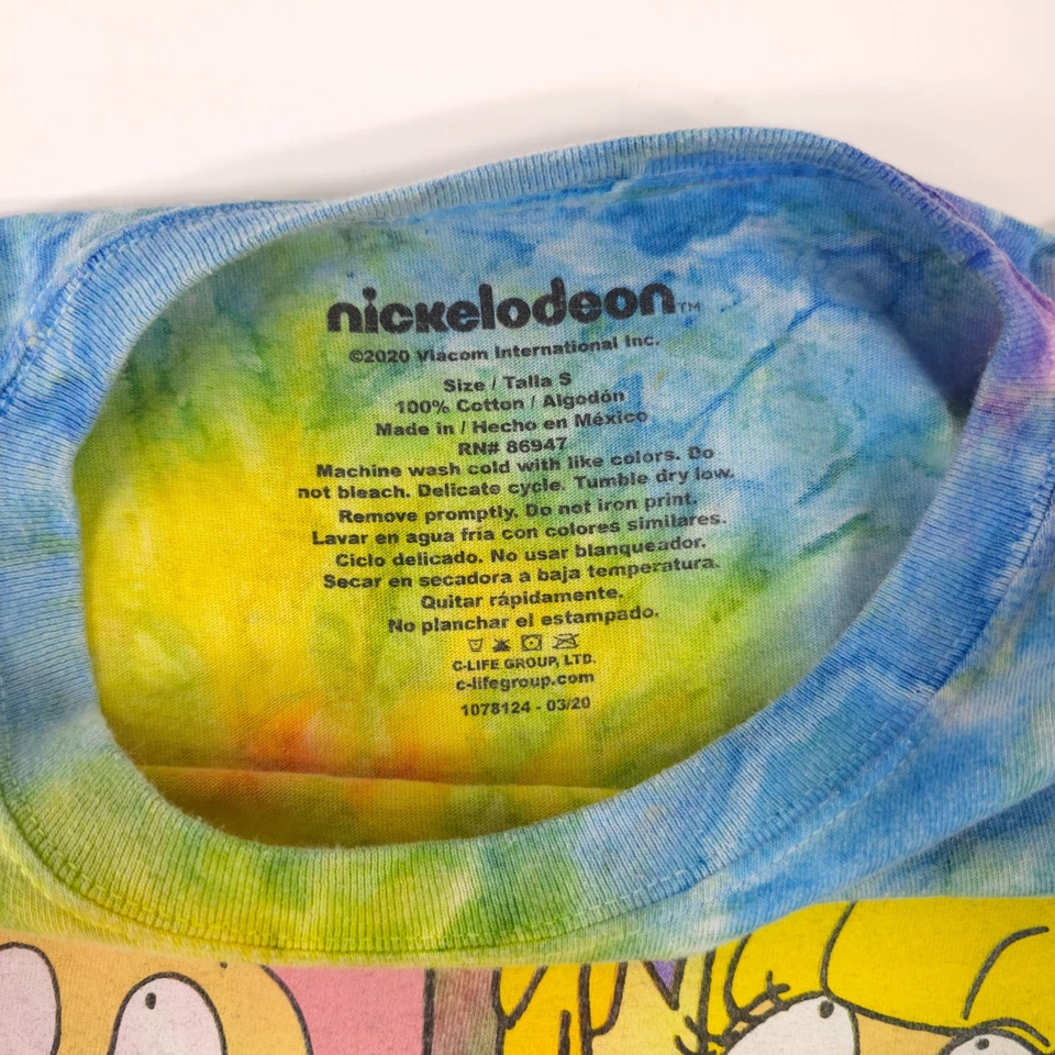 NICKELODEON RUGRATS МНОГОЦВЕТНЫЙ ГАЛСТУК КРАСИТЕЛЬ ДЛИННЫМ РУКАВОМ РУБАШКА МУЖСКАЯ РАЗМЕР МАЛЕНЬКИЙ В ОТЛИЧНОМ СОСТОЯНИИ - Изображение 3 из 4