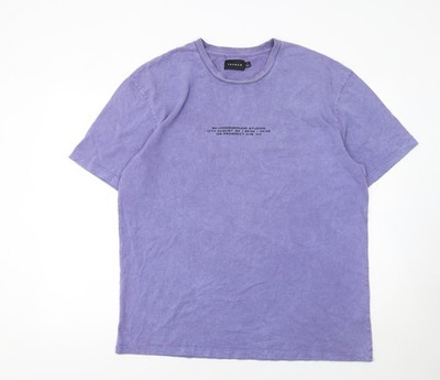 Topman Herren T-Shirt Lila Grafikdruck Baumwolle Größe L