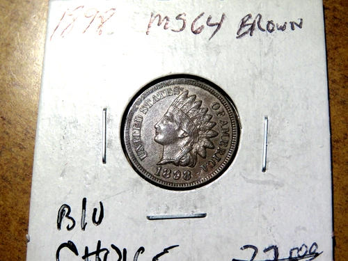 Very Nice 4 Diamonds Brilliant Uncirculated 1898 Indian Head Penny #1 D15