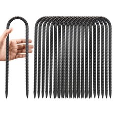NONMON 12 Inch 16 Pack Trampoline Stakes Heavy Duty Ground Stakes U-Shaped ...
