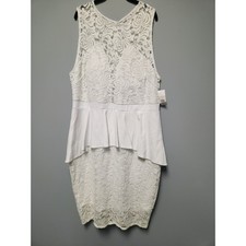 Fasion To Figure Lace Peplum Dress Sleeveless Women's 3 White Bridal Lined NWT