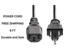 Universal AC Power Cord Cable 6ft 3 Prong (Computers, Monitors, Printers, TVs)