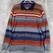 Vintage Pendleton Shirt Mens XL wool knit sweater cardigan pockets southwestern