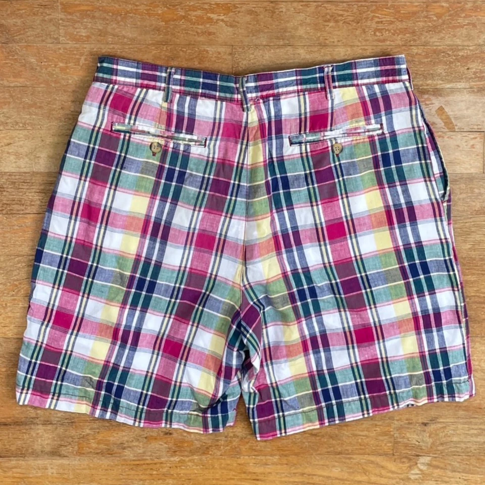 Pantalones Cortos A Cuadros De Colección Para Hombre Talla 32 Cintura Años 90 Colorido Algodón A Cuadros Algodón Corto Foto 3 de 4