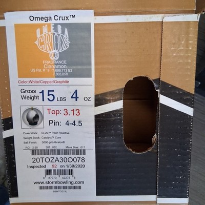 Storm Omega Crux bowling ball 15 LB. 1ST QUALITY NEW UNDRILLED IN