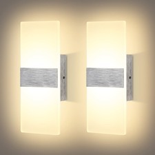 Dimmable Wall Sconce Set of 2, Modern LED Wall Lamp 12W for Hallway Bedroom L...