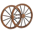 Set of 2 30" Decorative Vintage Wood Garden Wagon Wheel Wall Decor w/Steel Rim