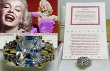 Marilyn Monroe CZ Ring Radiant Cut Gold 925 Silver Some Like It Hot Mint/Box COA