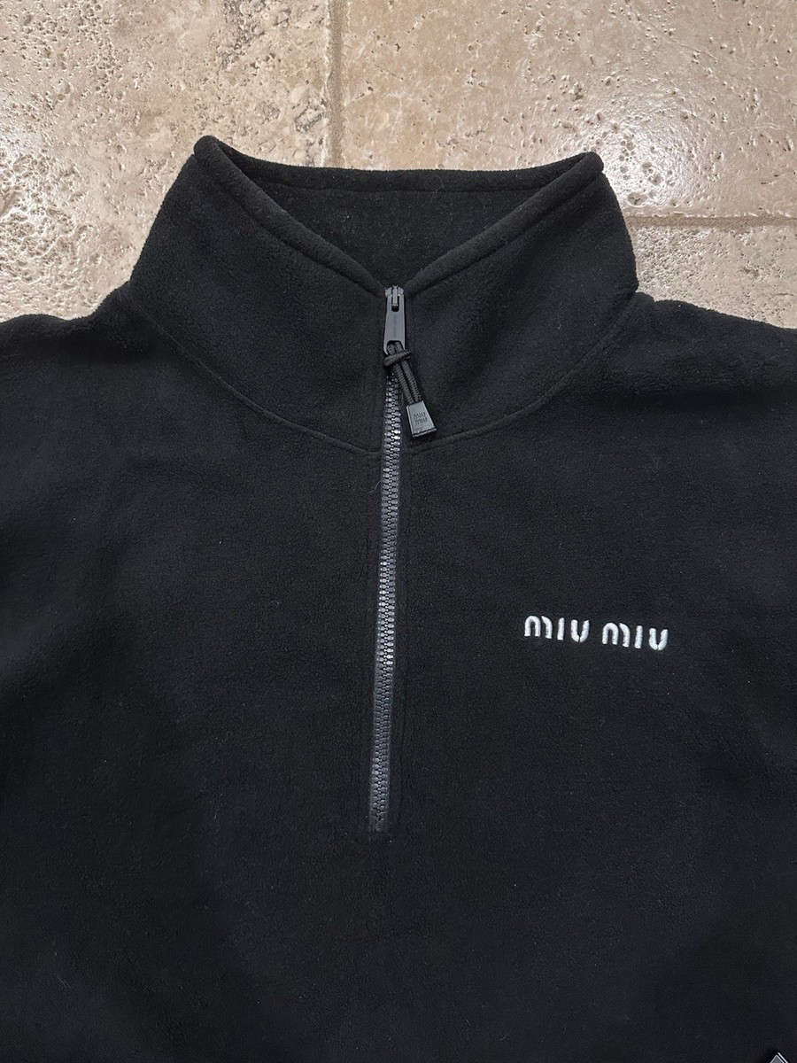 Miu Miu Black Fleece Quarter Zip Sweatshirt Jacket | eBay