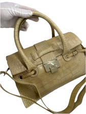 Authentic JIMMY CHOO Rosalie Bag Croc Embossed Beige Color Excellent Condition!