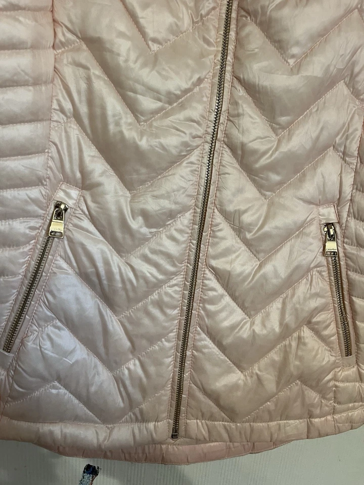 Calvin Klein Women’s Quilted Puffer Vest Small Burgundy Down Filled Zip Pockets - Image 3 of 4