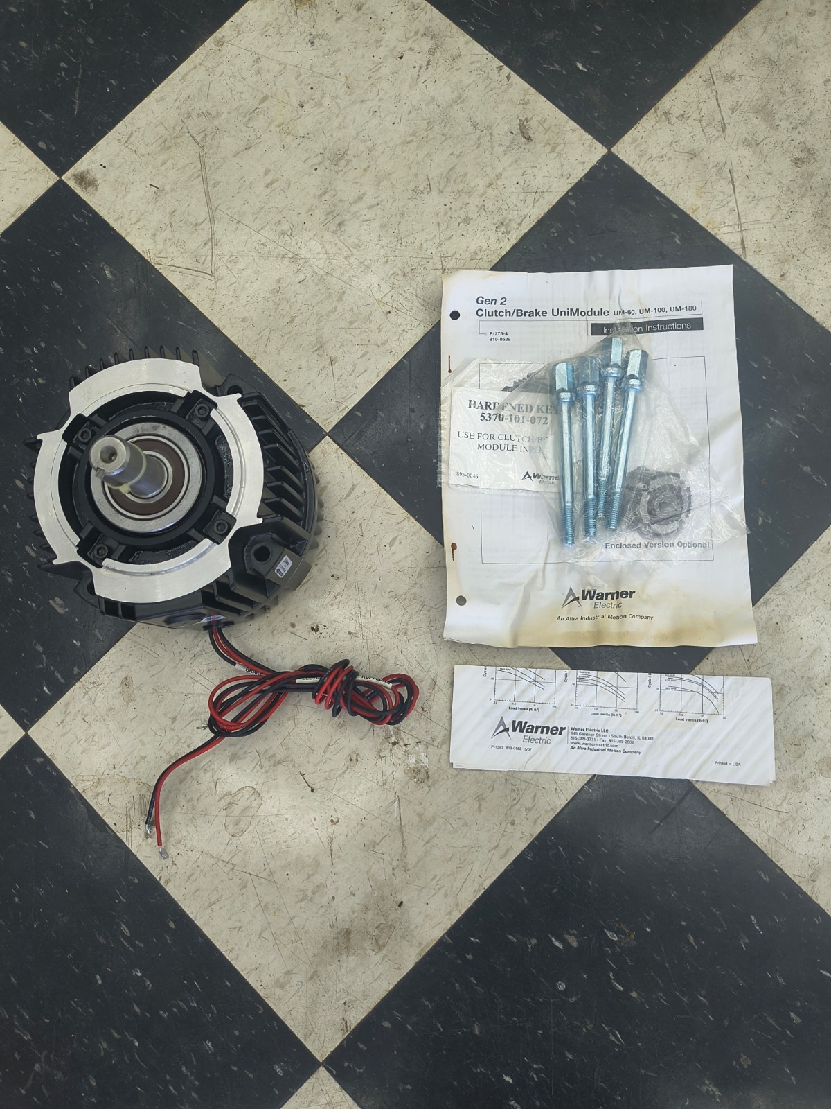 Warner Electric 5370-273-214 Clutch Brake, 3600 rpm, 90 VDC, 23 W, 143TC-145TC