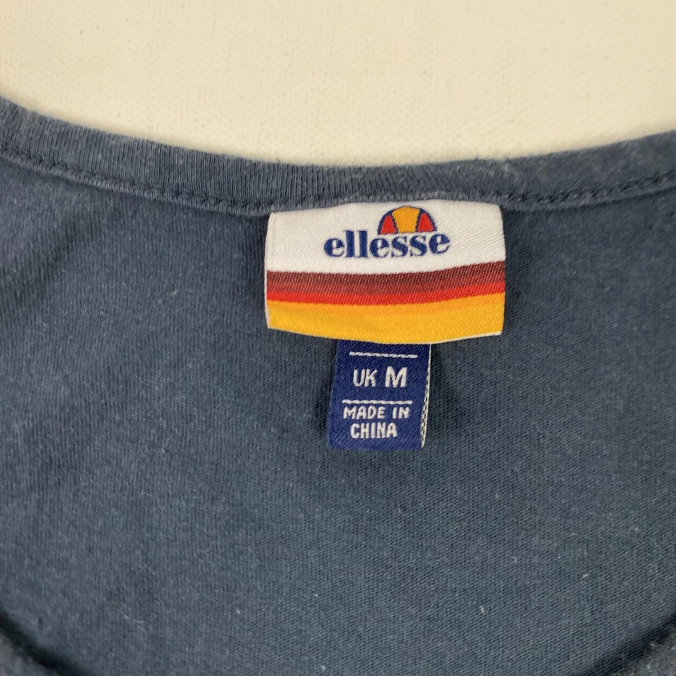 Camisa Ellesse Para Hombres Mediana Azul Marino Camiseta sin Mangas Logo Atlética Informal Foto 3 de 4