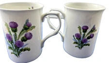 GLAMIS THISTLE  SET 4  MUGS MADE IN ENGLAND ADDERLEY  CERAMICS BONE  CHINA 10oz