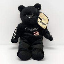 Dale Earnhardt 3 Nascar 23 Karat 2001 Bear 8" Plush w/ Tag Black Checkered