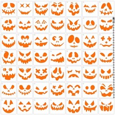 50 Pcs 6 Inch Halloween Pumpkin Face Stencils Decorative Drawing Templates