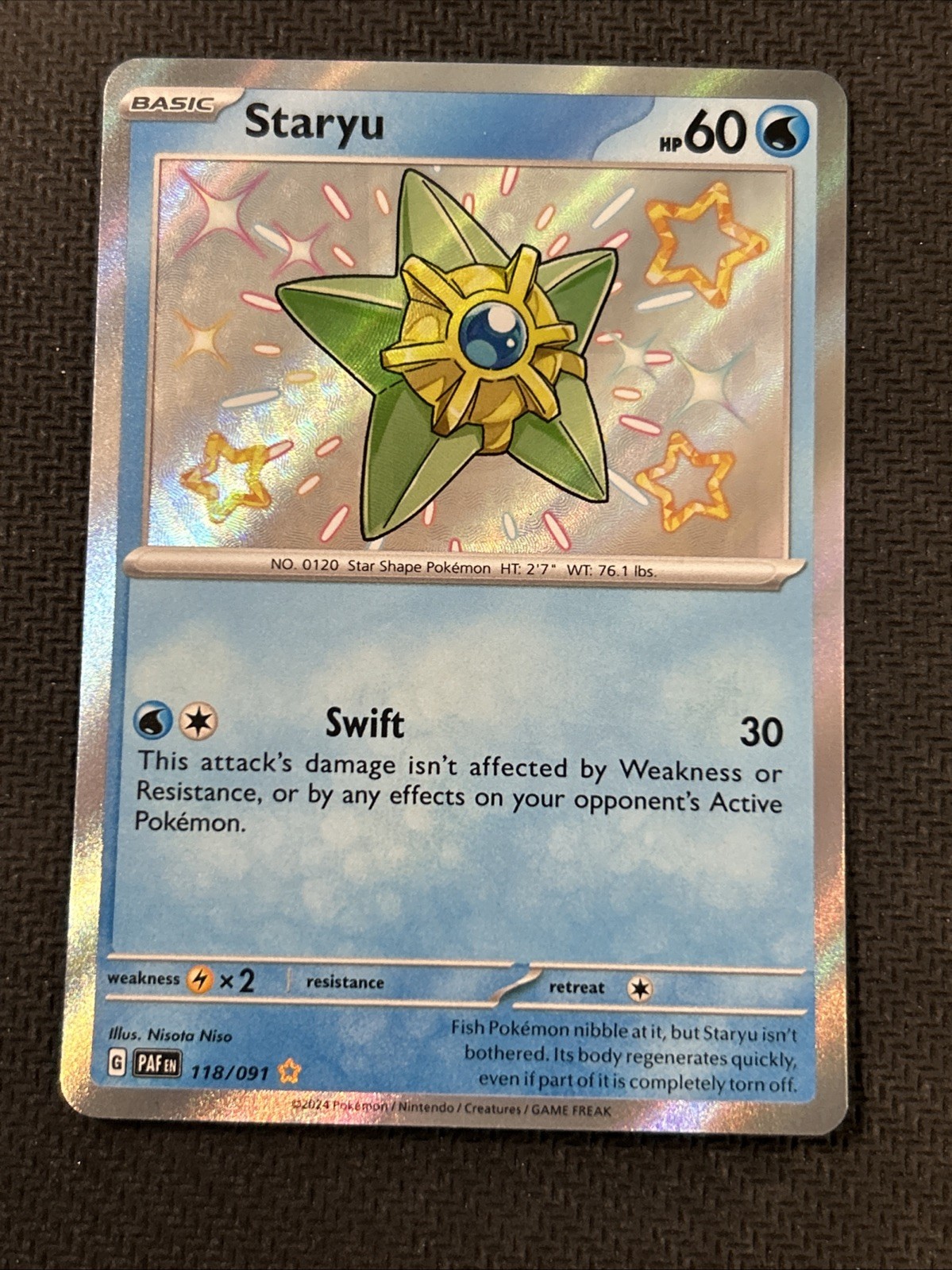 Pokemon Staryu 118/091 Paldean Fates Holo Baby Shiny