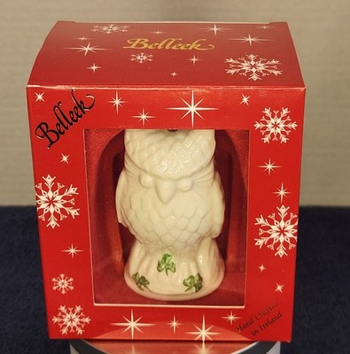 3.5'' White BELLEEK Owl Christmas Ornament ; Made in Ireland