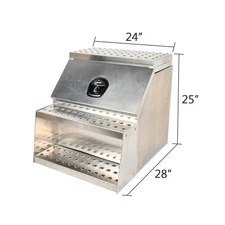25"x28"x24" Aluminum Side Mount Semi Truck Tool Box with Saddle Step&Lock+Key