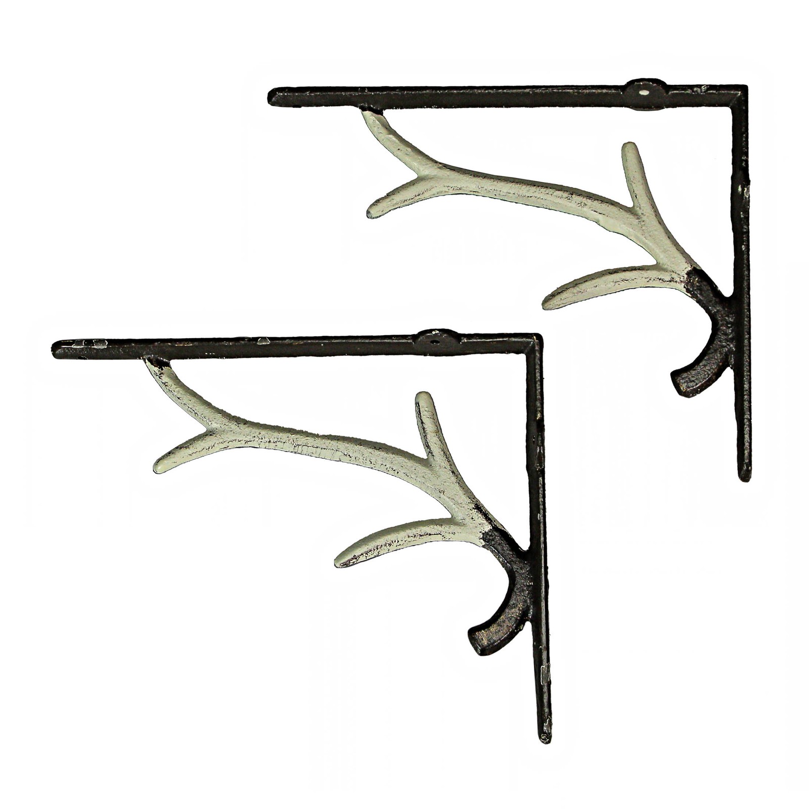 Set 2 Cast Iron White Deer Antler Decorative Shelf Brackets Wall Decor Corbels