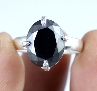 9.05 Carat Black Diamond Solitaire Oval Cut Certified Ring Gift For Partner