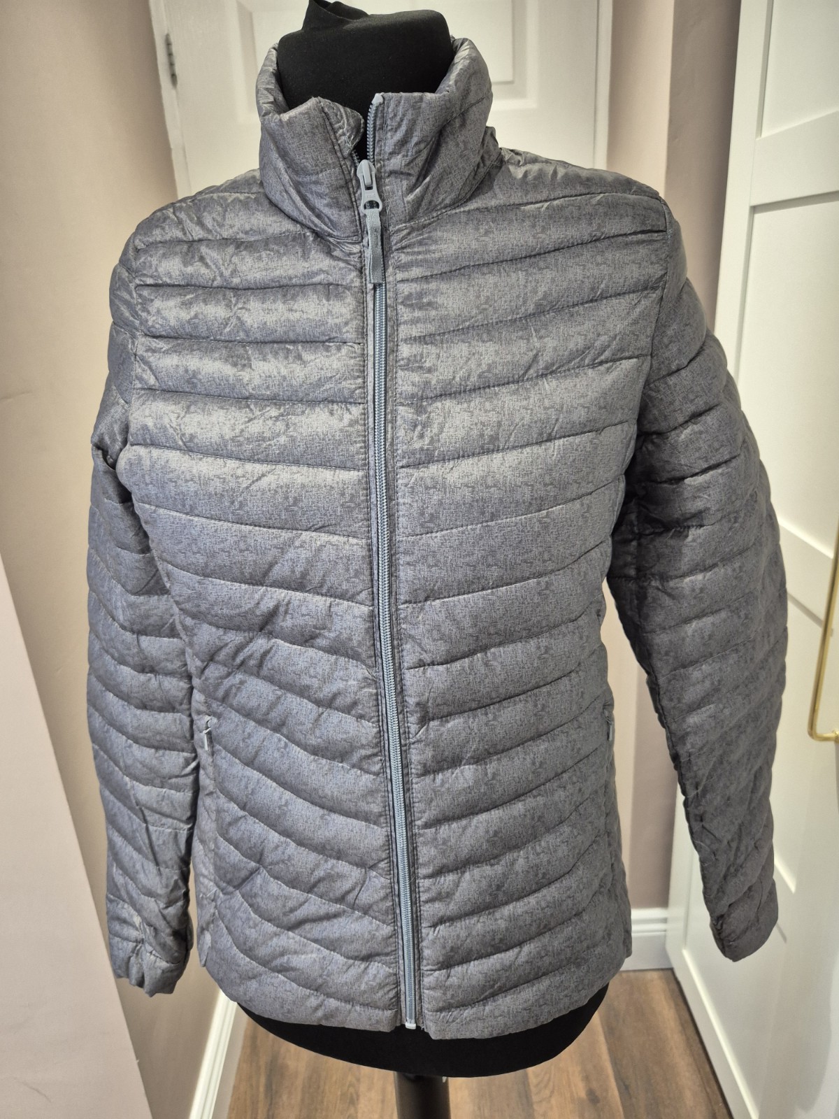 Esmara Grey Quilted Jacket Uk 12 Bnwt With Storage Bag Autumn Winter