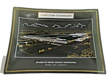 Windsor Locks CT Hamilton Standard Glass Dish Plate United Aircraft 5" x 6.75"